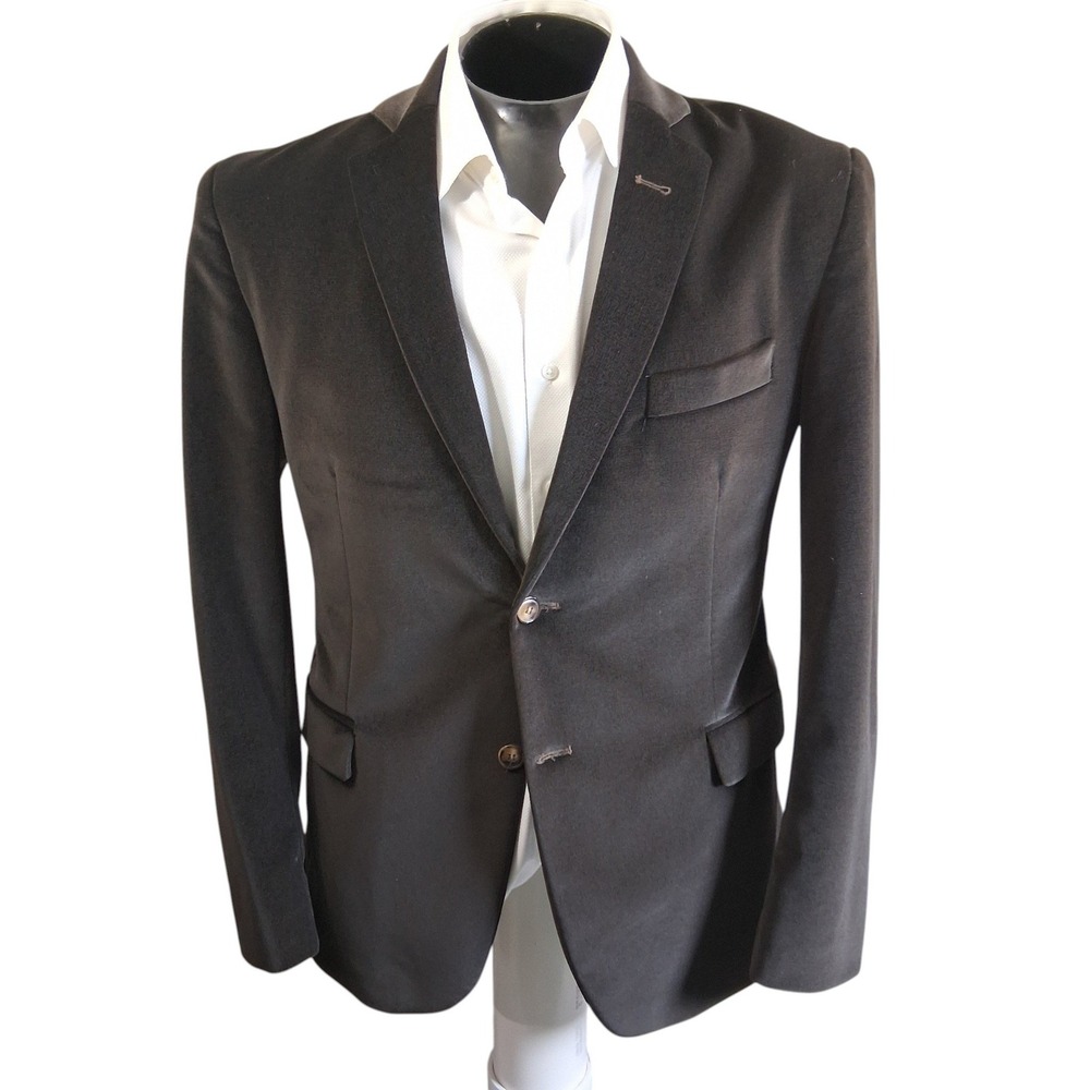 Tvente Blazer 40R Slim Solid Chocolate Brown 180s Velvet Sport Coat Single Vent